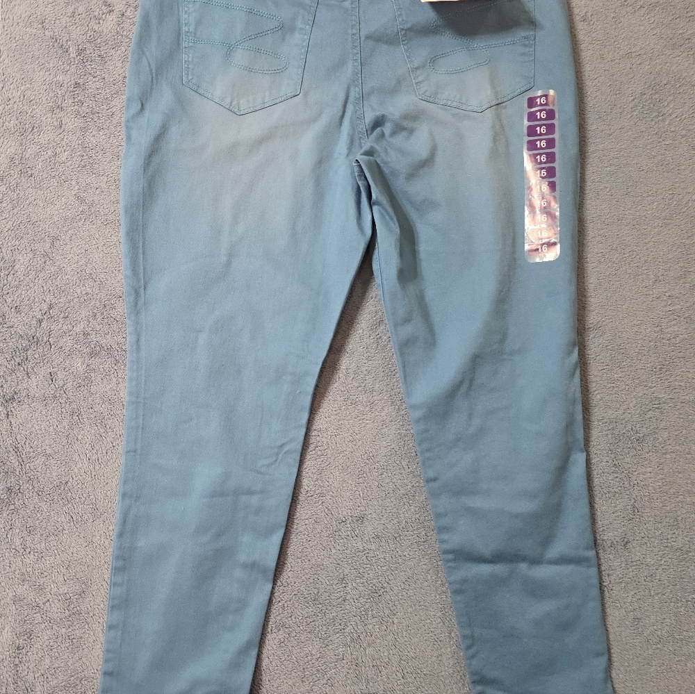 Seven7 Pants Women's 16 Peacock Blue Mid Rise Ankle Skinny Release Hem - Picture 2 of 11
